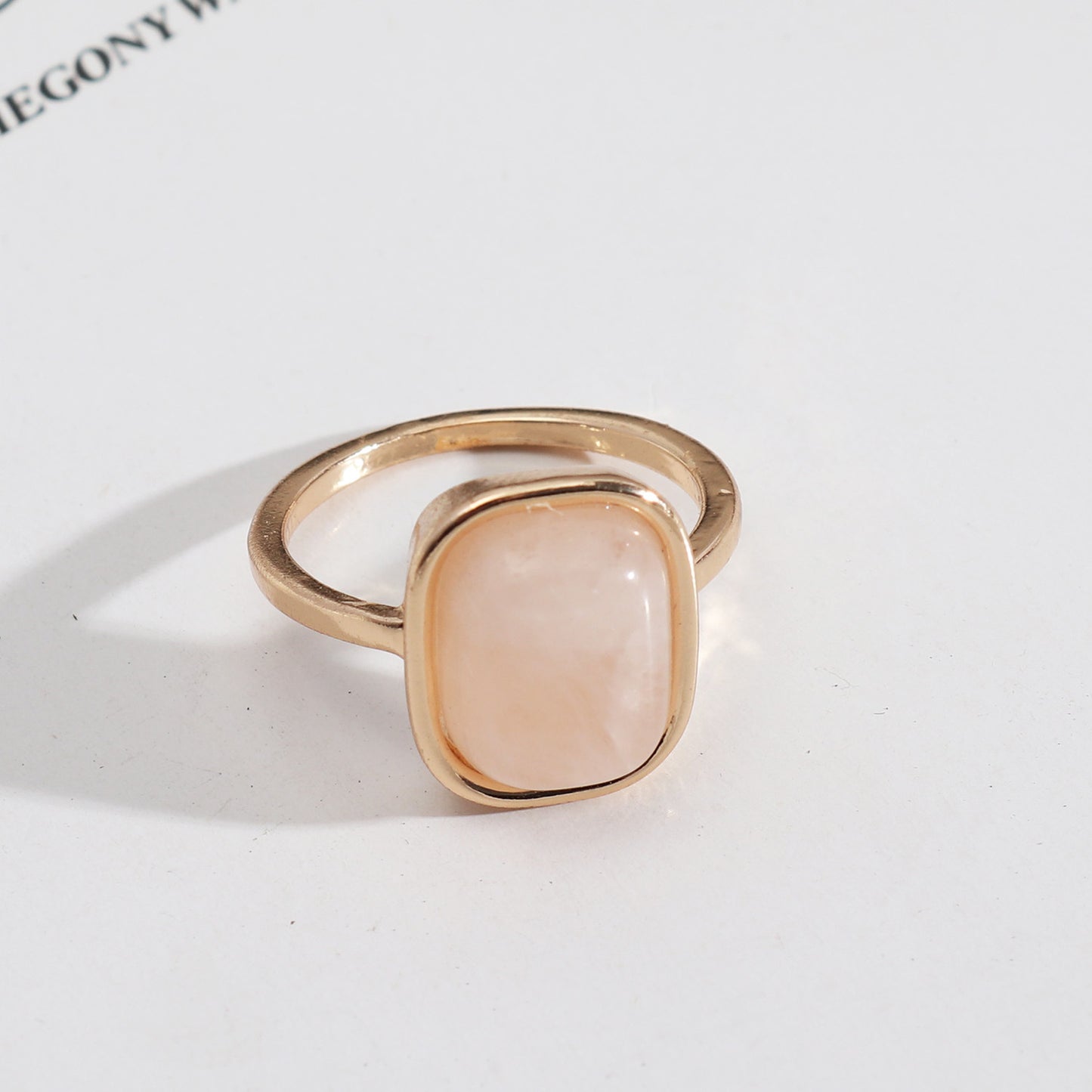 1 Piece Casual Rectangle Alloy Plating Inlay Natural Stone Shell Women's Rings