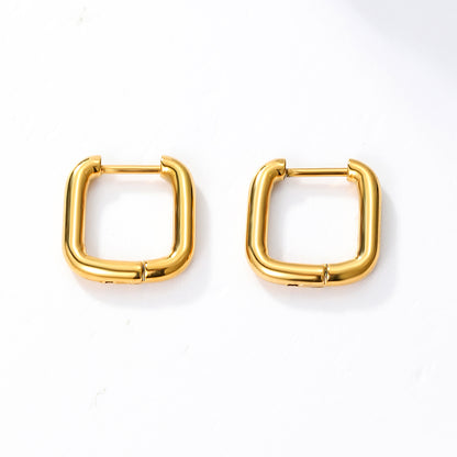 Wholesale 1 Pair Casual Square Stainless Steel 18k Gold Plated Hoop Earrings