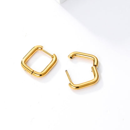 Wholesale 1 Pair Casual Square Stainless Steel 18k Gold Plated Hoop Earrings