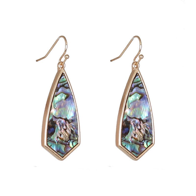 1 Pair Retro Polygon Leopard Inlay Alloy Pu Shell Drop Earrings