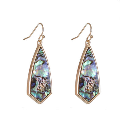 1 Pair Retro Polygon Leopard Inlay Alloy Pu Shell Drop Earrings