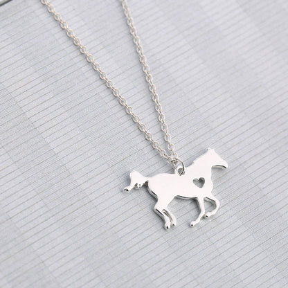 Casual Streetwear Horse Titanium Steel Metal Pendant Necklace