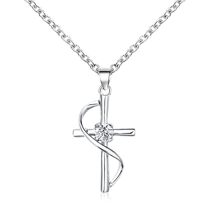 Simple Style Cross Imitation Diamond Alloy Plating Inlay Artificial Diamond Silver Plated Women's Jewelry Set
