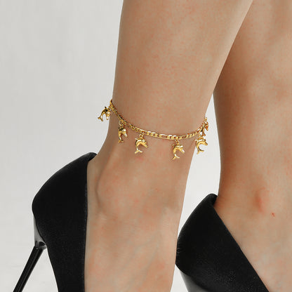 Casual Tortoise Star Dolphin 18k Gold Plated Copper Wholesale Anklet