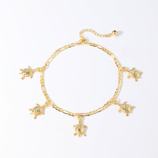 Casual Tortoise Star Dolphin 18k Gold Plated Copper Wholesale Anklet