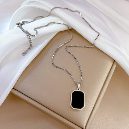 Simple Style Square Titanium Steel Plating Pendant Necklace