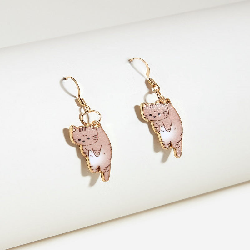 1 Pair Cartoon Style Cat Plating Alloy Drop Earrings