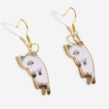 1 Pair Cartoon Style Cat Plating Alloy Drop Earrings