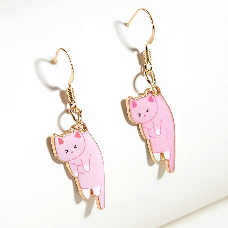 1 Pair Cartoon Style Cat Plating Alloy Drop Earrings