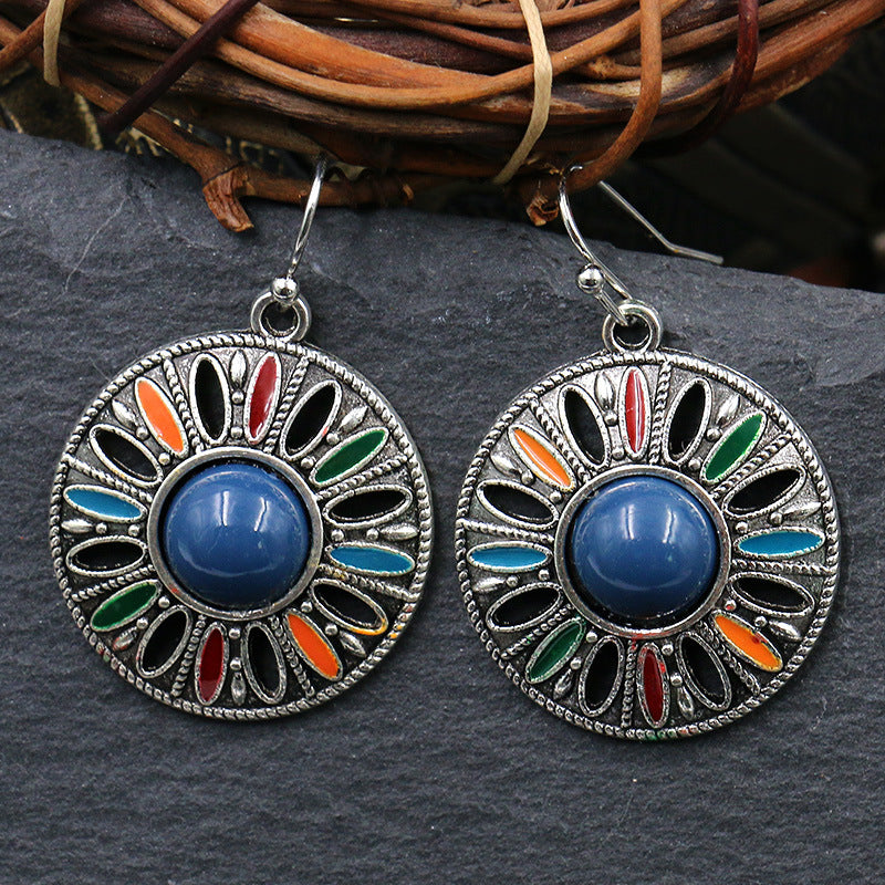 Wholesale Jewelry 1 Pair Bohemian Geometric Alloy Turquoise Drop Earrings