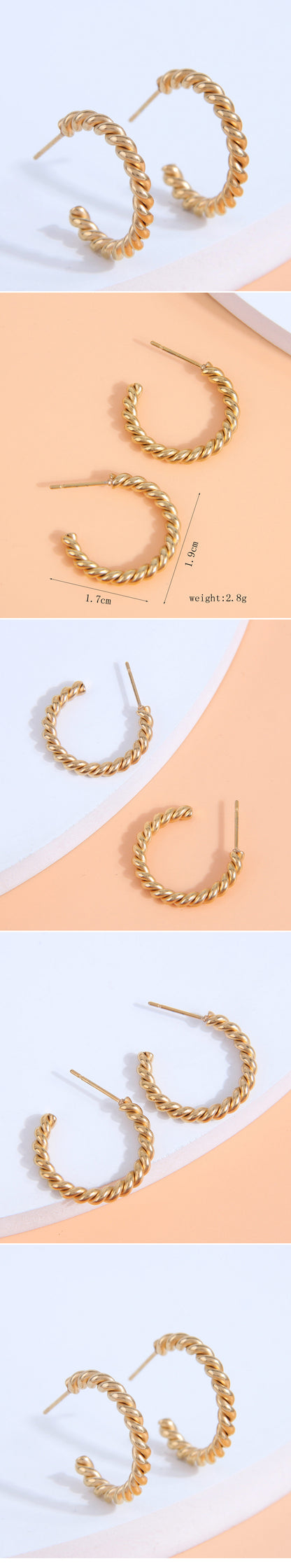 1 Pair Simple Style C Shape Stainless Steel Ear Studs