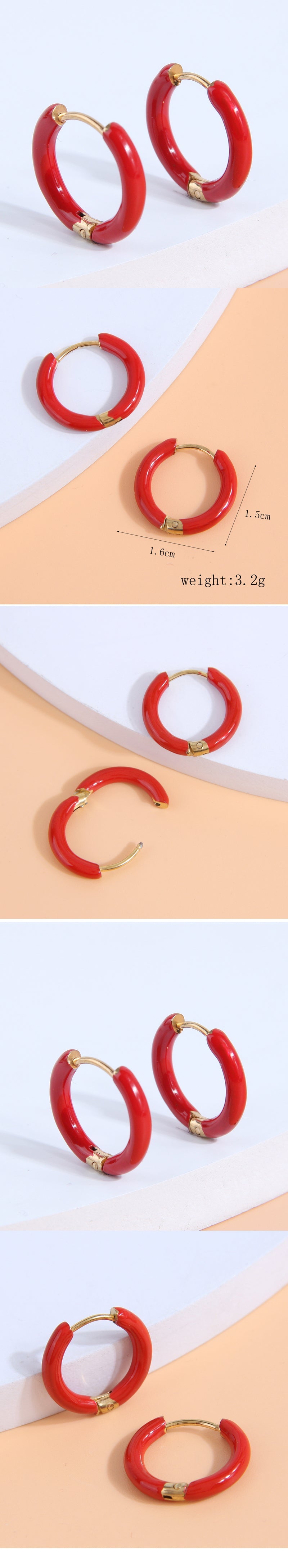 1 Pair Simple Style Round Stainless Steel Hoop Earrings