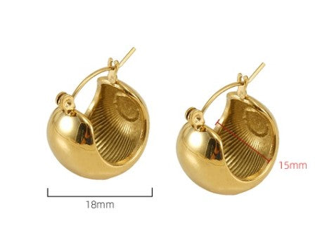 1 Pair Simple Style C Shape Plating Stainless Steel 18k Gold Plated Hoop Earrings