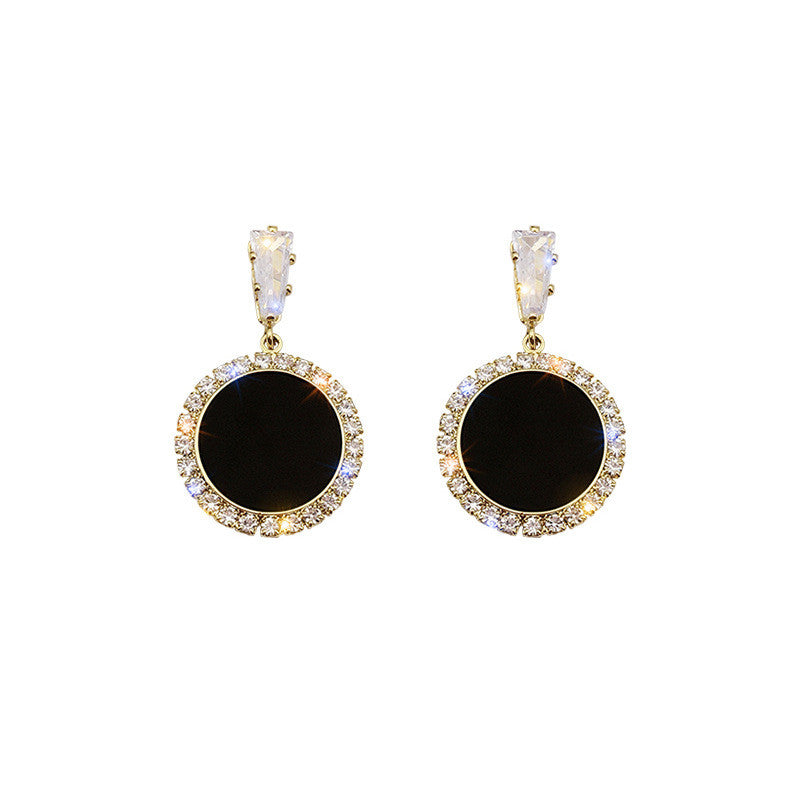 Wholesale Jewelry 1 Pair Simple Style Round Square Imitation Diamond Alloy Artificial Diamond Gold Plated Drop Earrings