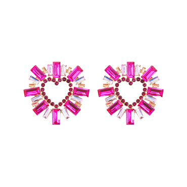 Wholesale Jewelry 1 Pair Glam Heart Shape Alloy Artificial Gemstones Ear Studs