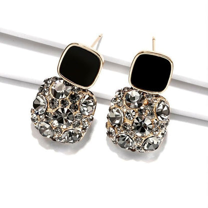 Wholesale Jewelry 1 Pair Modern Style Square Alloy Artificial Diamond Gold Plated Drop Earrings