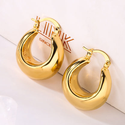 1 Pair Simple Style Solid Color Copper Plating 18k Gold Plated Earrings