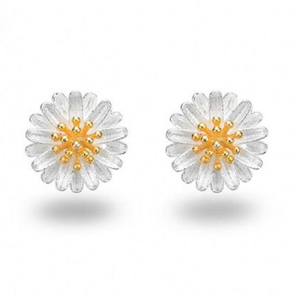 1 Pair Sweet Chrysanthemum Daisy Copper Patchwork Plating Gold Plated Silver Plated Ear Studs