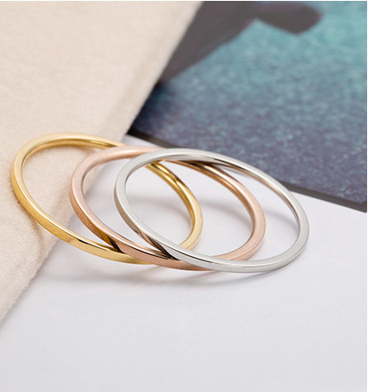 Wholesale Simple Style Round Stainless Steel 14k Gold Plated Rose Gold Plated Rings