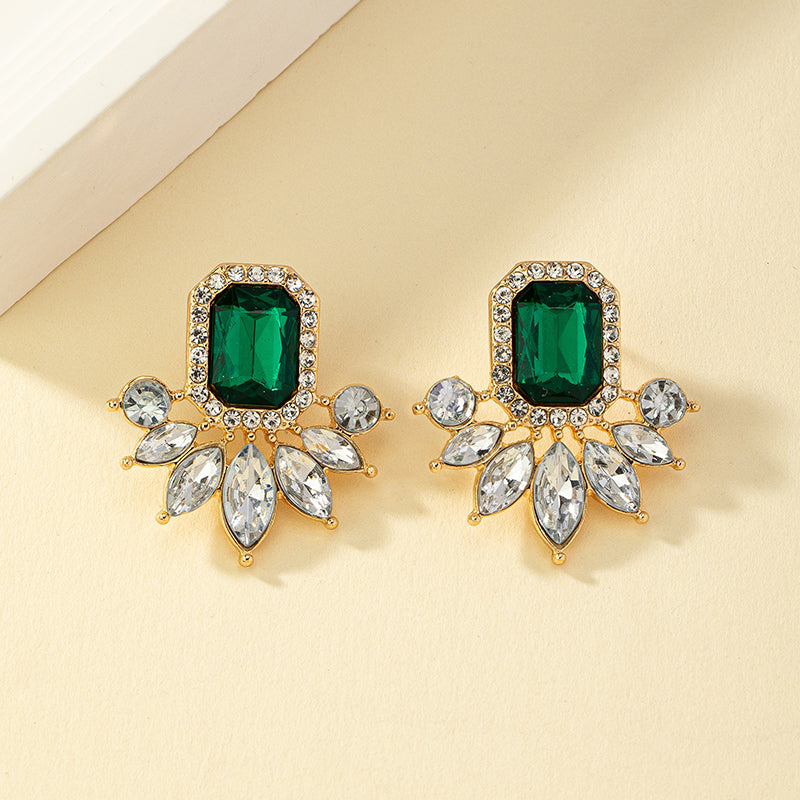 1 Pair Elegant Retro Square Flower Plating Alloy Ear Studs