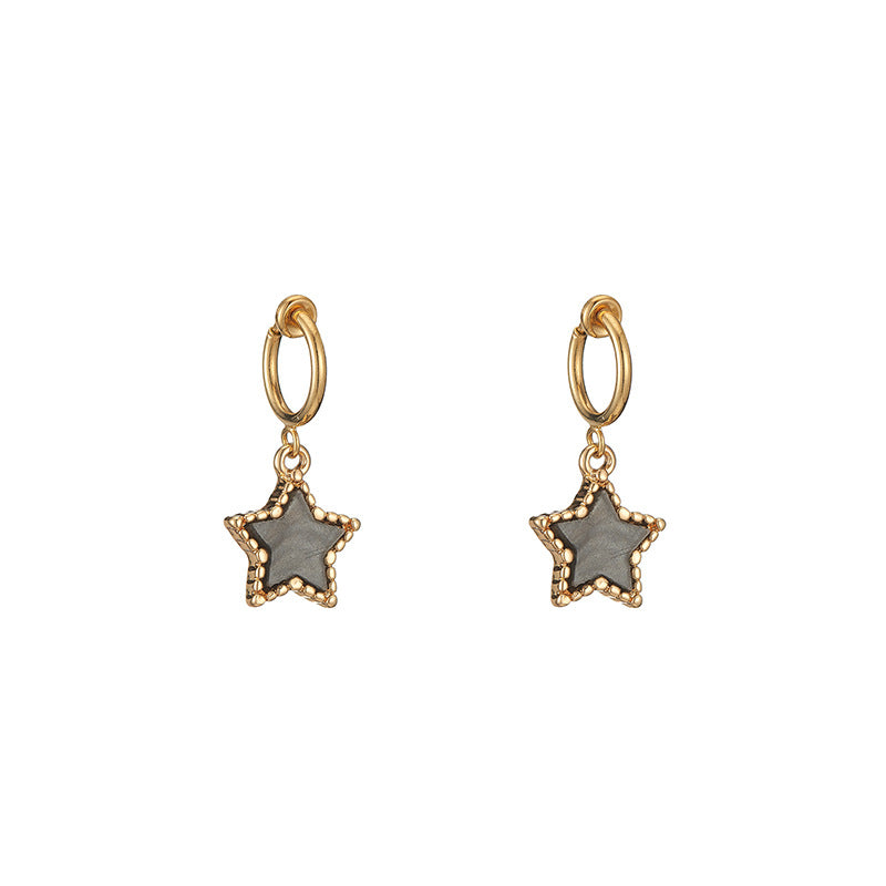 Wholesale Jewelry 1 Pair Cute Pentagram Alloy Acrylic Drop Earrings