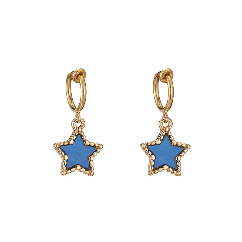 Wholesale Jewelry 1 Pair Cute Pentagram Alloy Acrylic Drop Earrings