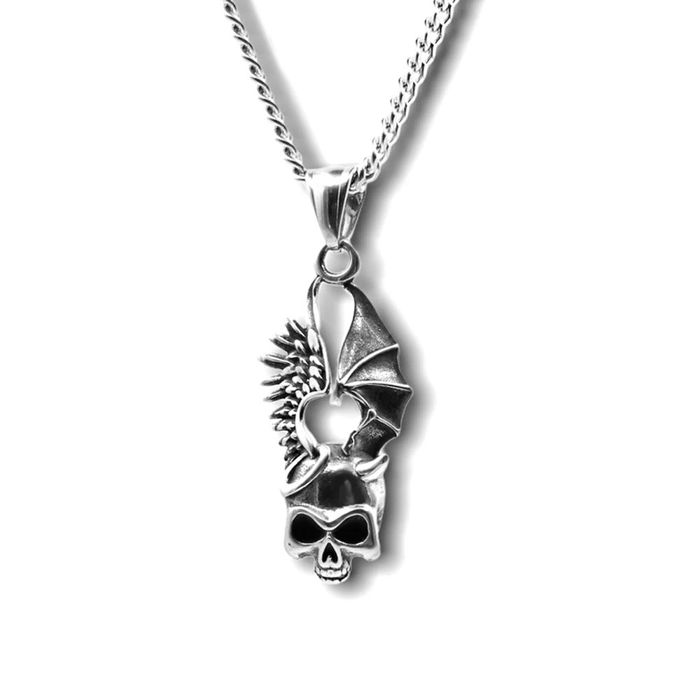 Punk Skull Stainless Steel Alloy Plating Pendant Necklace