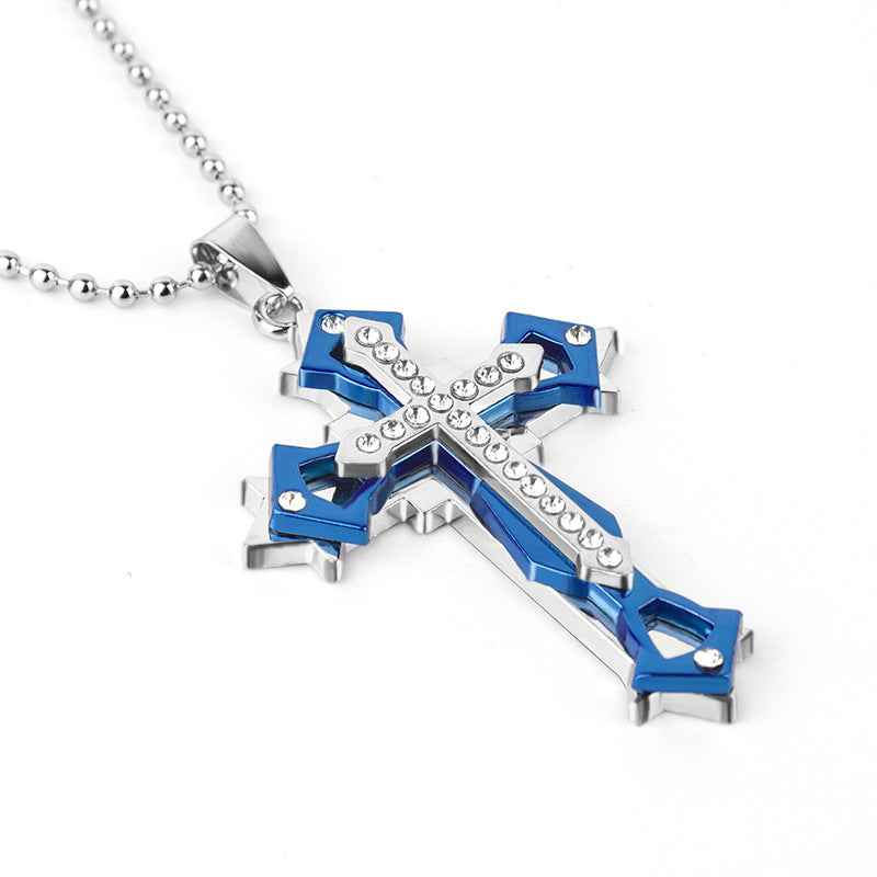 1 Piece Hip-hop Retro Cross Metal Plating Inlay Artificial Gemstones Men's Pendant Necklace