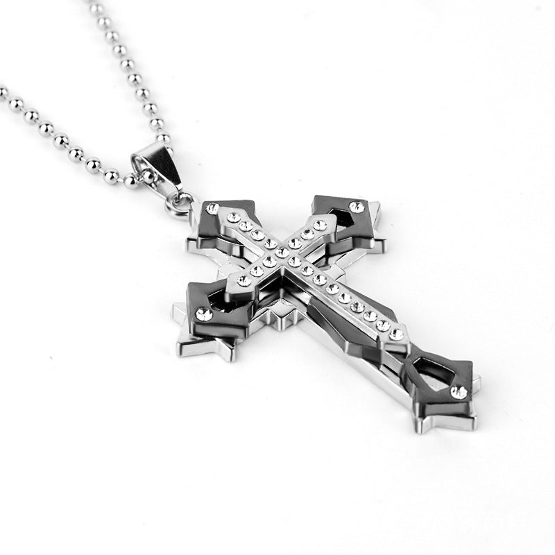 1 Piece Hip-hop Retro Cross Metal Plating Inlay Artificial Gemstones Men's Pendant Necklace