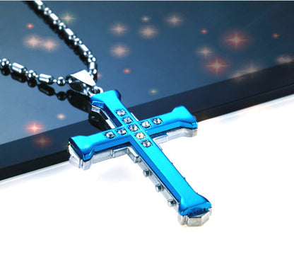 1 Piece Hip-hop Retro Cross Metal Plating Inlay Artificial Gemstones Men's Pendant Necklace