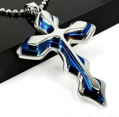 1 Piece Hip-hop Retro Cross Metal Plating Inlay Artificial Gemstones Men's Pendant Necklace