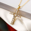 Ins Style Cross Heart Shape Copper 18k Gold Plated Zircon Pendant Necklace In Bulk