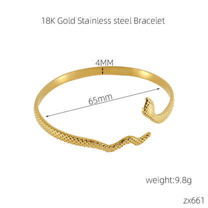 Ins Style Cross Snake Stainless Steel Plating 18k Gold Plated Bangle