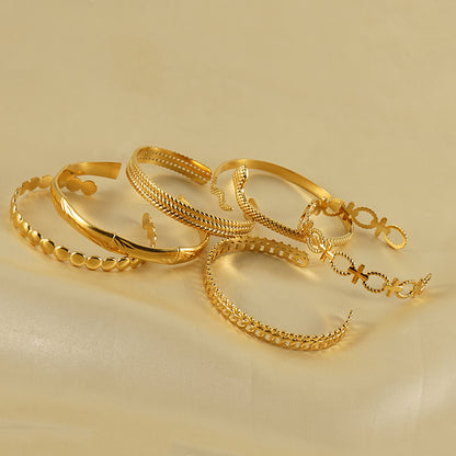 Ins Style Cross Snake Stainless Steel Plating 18k Gold Plated Bangle