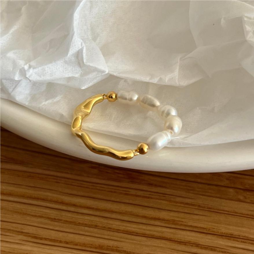 1 Piece Simple Style Circle Sterling Silver Pearl Plating 18k Gold Plated Rings