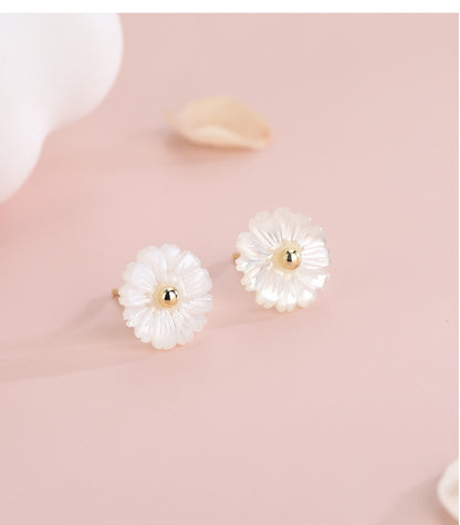 1 Pair Sweet Flower Sterling Silver Ear Studs