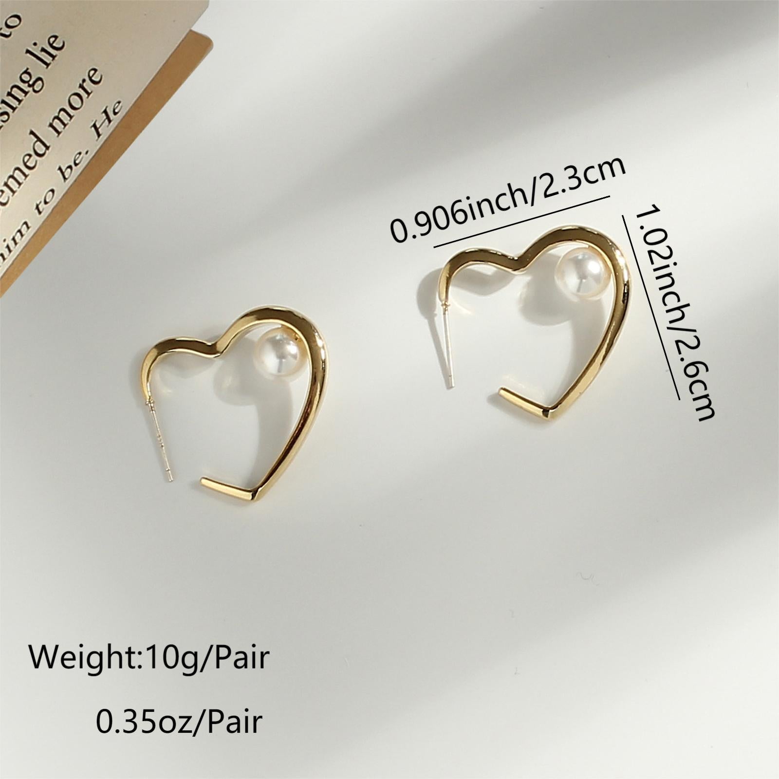 1 Pair Simple Style Heart Shape Plating Inlay Copper Pearl 18k Gold Plated Ear Studs