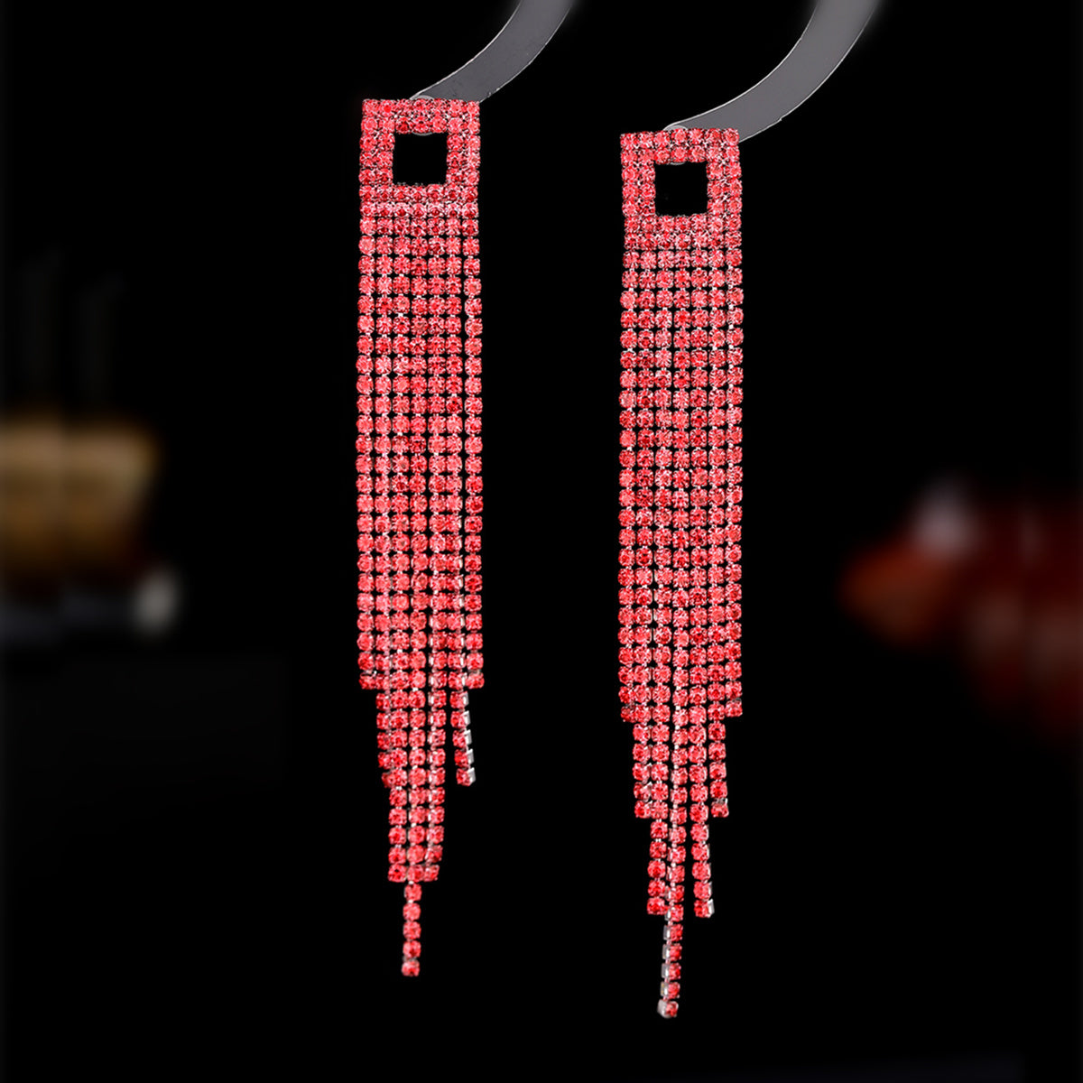 Retro Tassel Alloy Rhinestone Rhinestones Earrings