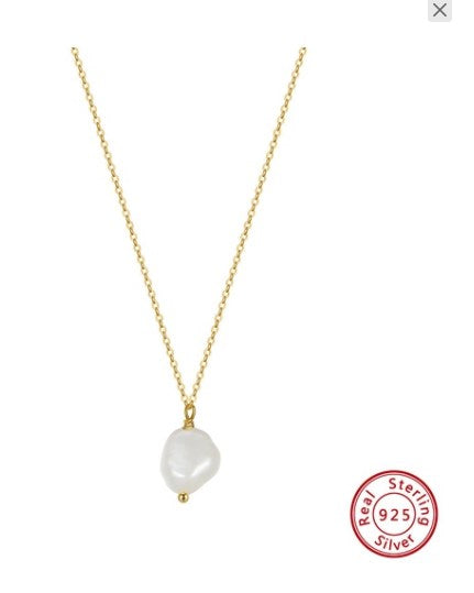 1 Piece Simple Style Geometric Sterling Silver Plating Inlay Pearl 14k Gold Plated Pendant Necklace