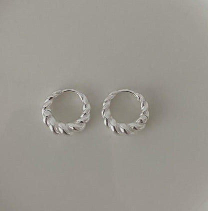 1 Pair Simple Style Spiral Stripe Sterling Silver Plating 18k Gold Plated Earrings