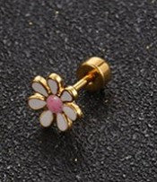 Simple Style Flower Titanium Steel No Inlaid Earrings Ear Studs