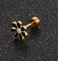 Simple Style Flower Titanium Steel No Inlaid Earrings Ear Studs