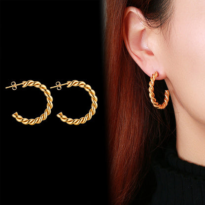 1 Pair Simple Style C Shape Plating Stainless Steel 18k Gold Plated Ear Studs