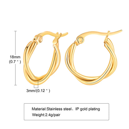 1 Pair Simple Style Classic Style Solid Color Plating Stainless Steel Gold Plated Earrings