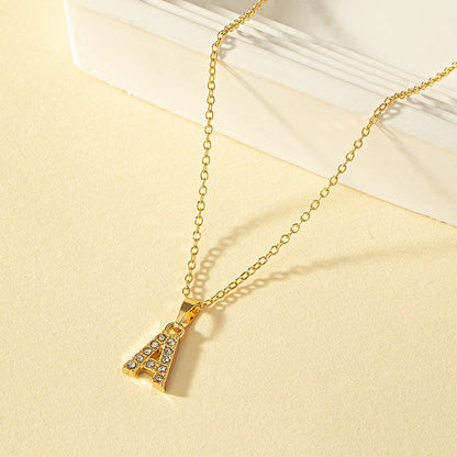 Ins Style Letter Alloy Plating Inlay Rhinestones Women's Pendant Necklace