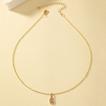 Ins Style Letter Alloy Plating Inlay Rhinestones Women's Pendant Necklace