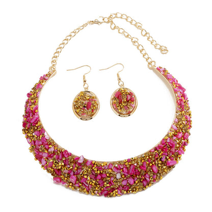 Bohemian Multicolor Alloy Inlay Artificial Gemstones Rhinestones Women's Jewelry Set