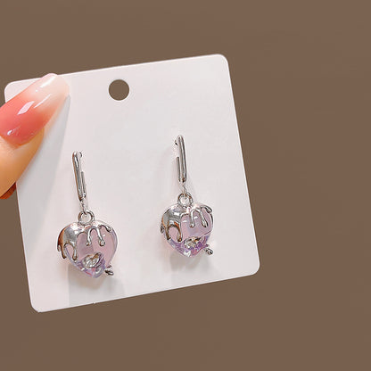 Wholesale Jewelry 1 Pair Sweet Heart Shape Bow Knot Alloy Zircon Drop Earrings