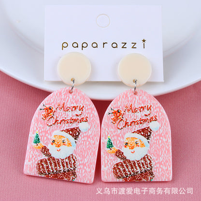 Fashion Christmas Tree Santa Claus Letter Arylic Stoving Varnish Women's Drop Earrings 1 Pair