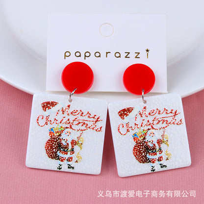 Fashion Christmas Tree Santa Claus Letter Arylic Stoving Varnish Women's Drop Earrings 1 Pair